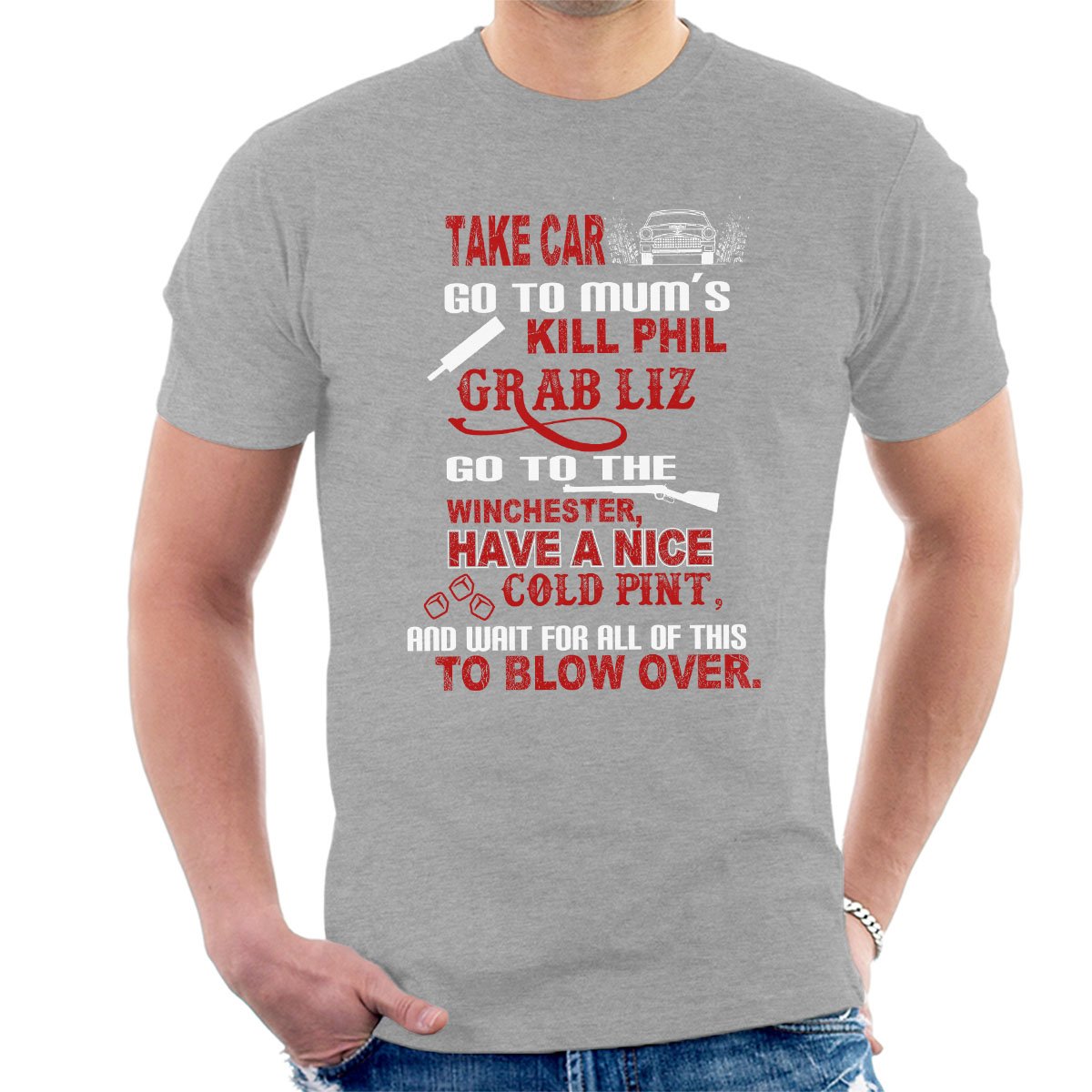 Cloud City 7 Men's Heather Grey Shaun Of The Dead Plotline T-Shirt