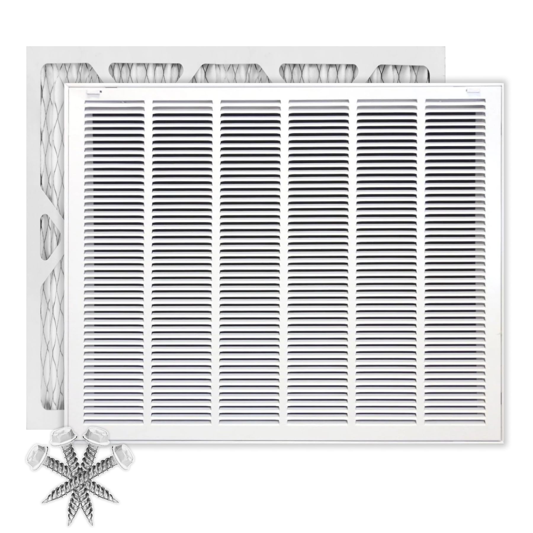 Photo 1 of 30" X 24" Return Air Filter Grille - Filter Included - Easy Plastic Tabs for Removable Face/Door - HVAC Vent Duct Cover - White Overall Size: 32 5/8"w X 26 5/8"h