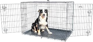 FortressooXL Dog Cage, Medium Dog Transport Box 107x71x77cm, Foldable, 2 Doors, Removable Tray, Indoor Use, Paitsy