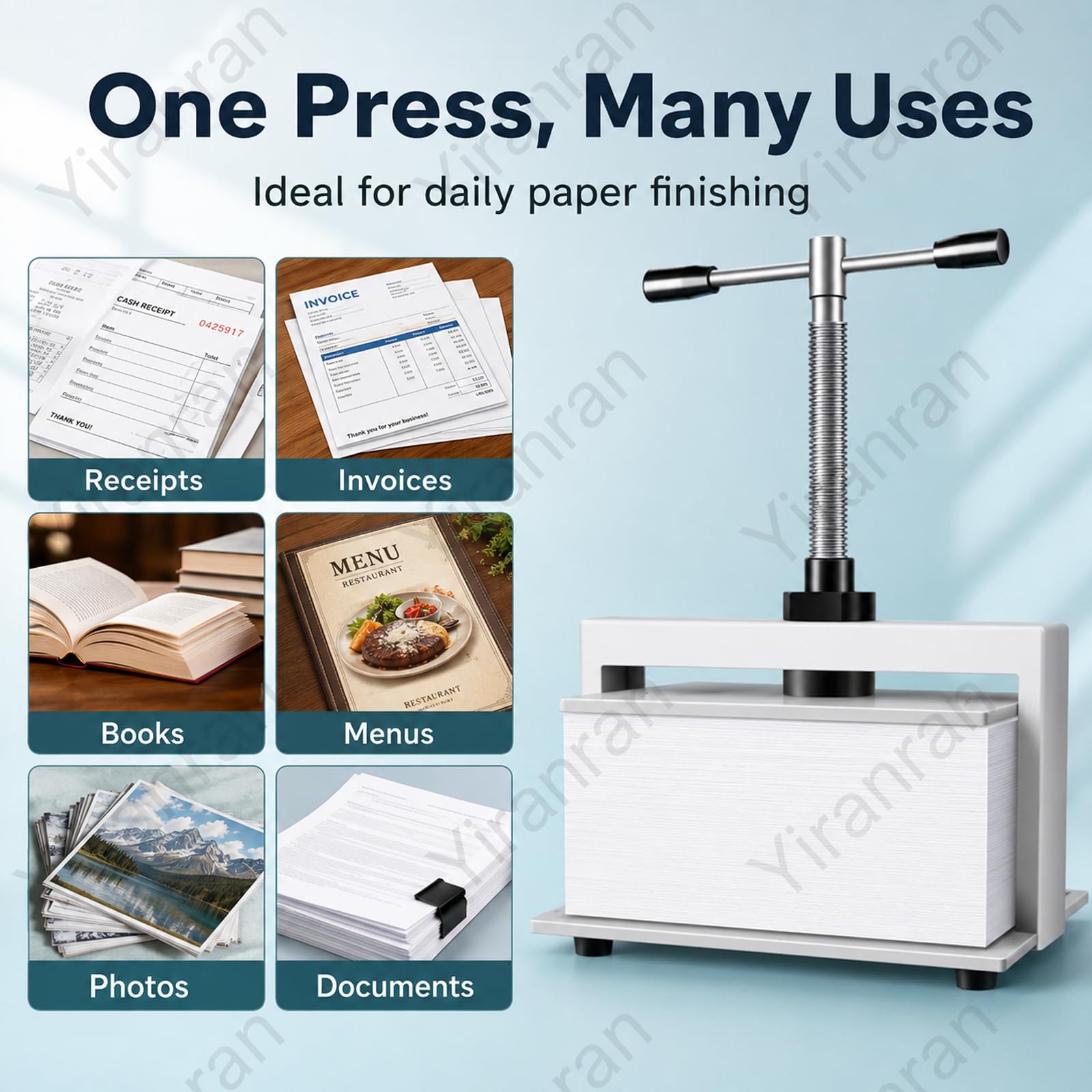 Pressa manuale per libri A4/A3, resistente con pressione di 1500 kg per rilegatura, stampa per documenti e ricevute, ideale per file, opuscoli, foto e carta da ufficio