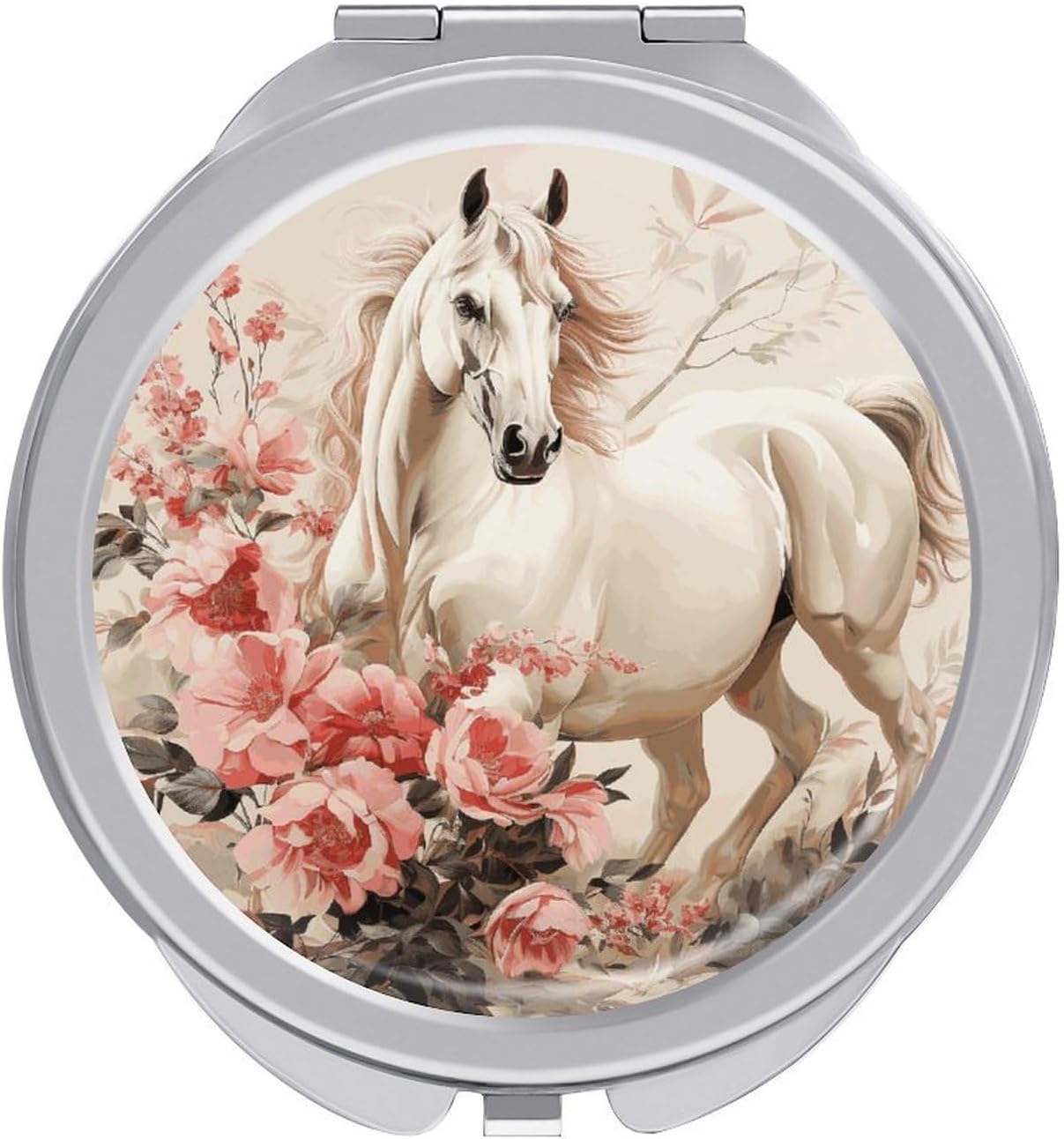 Horse Image Compact Mirror 2x/1x Magnifying Makeup Mirror