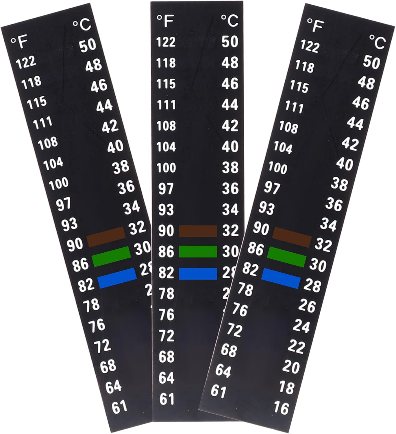 Aquarium Thermometer Strips, Fish Tank Temperature Gauge Stickers, Reptile Thermometer, Stick-on Temperature Monitor Strips, Betta Fish Tank Thermometer Strips, 3pcs