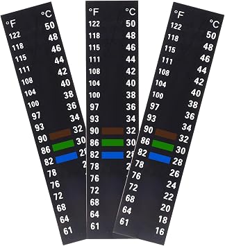 Aquarium Thermometer Strips, Fish Tank Temperature Gauge Stickers, Reptile Thermometer, Stick-on Temperature Monitor Strips, Betta Fish Tank Thermometer Strips, 3pcs