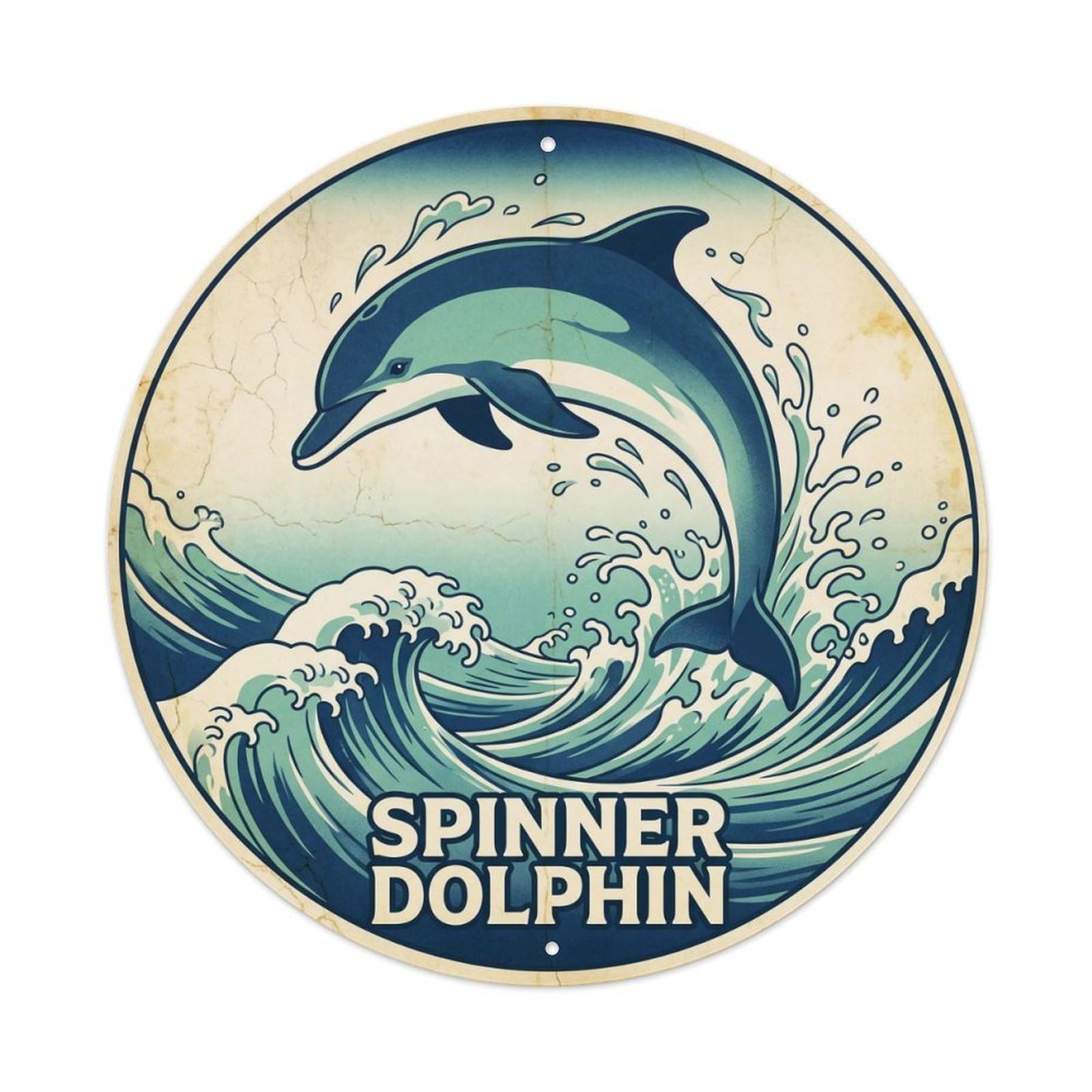 Olhnbad Style Spinner Dolphin Hawaii Marine Life Tropical Reef Metal Tin Sign