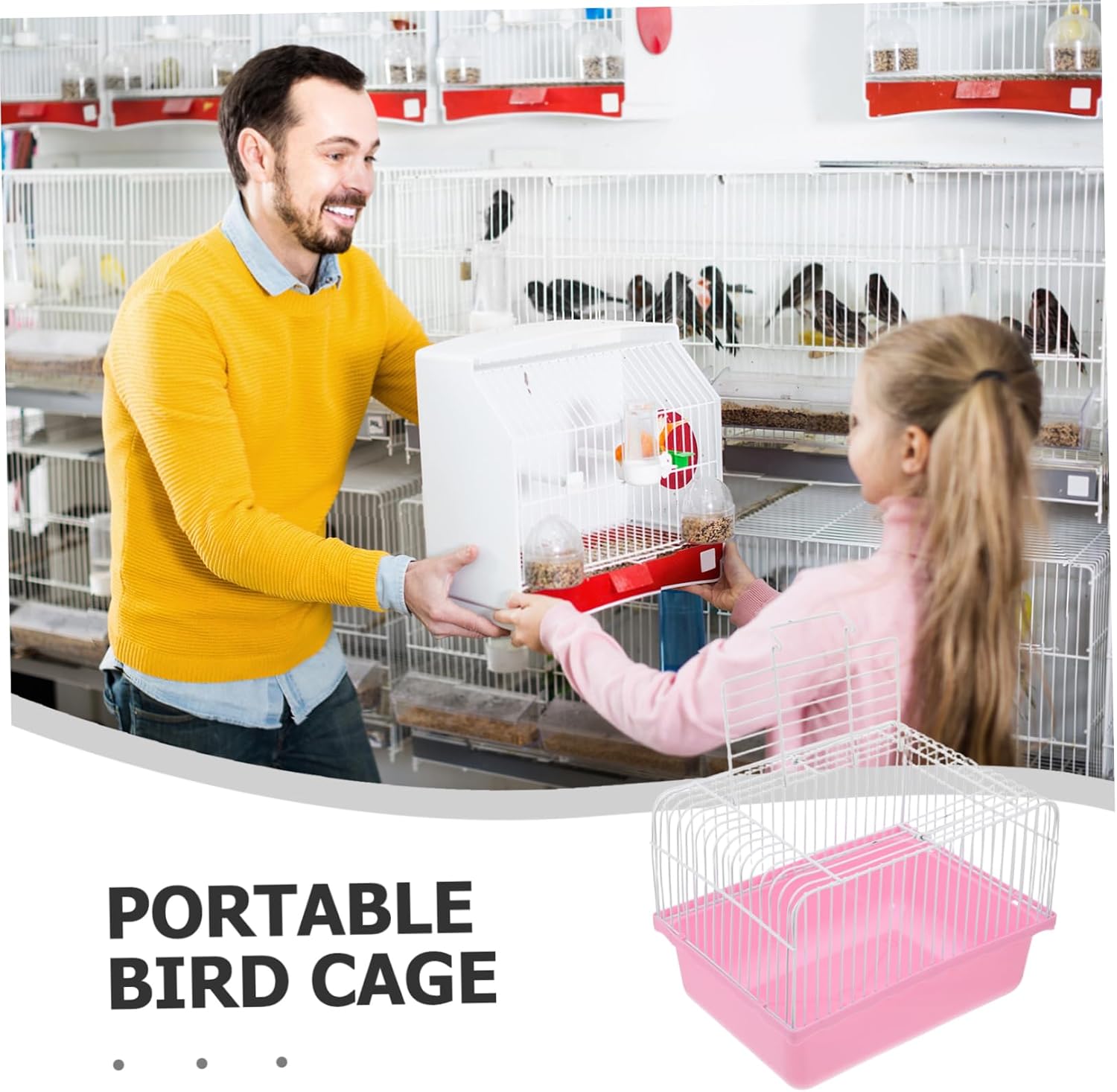 Garneck Portable Birdcage for Small Animals Lightweight Travel Cage Transparent Observation Window for Lovebirds Parakeets and Cockatiels for Home and Travel Use