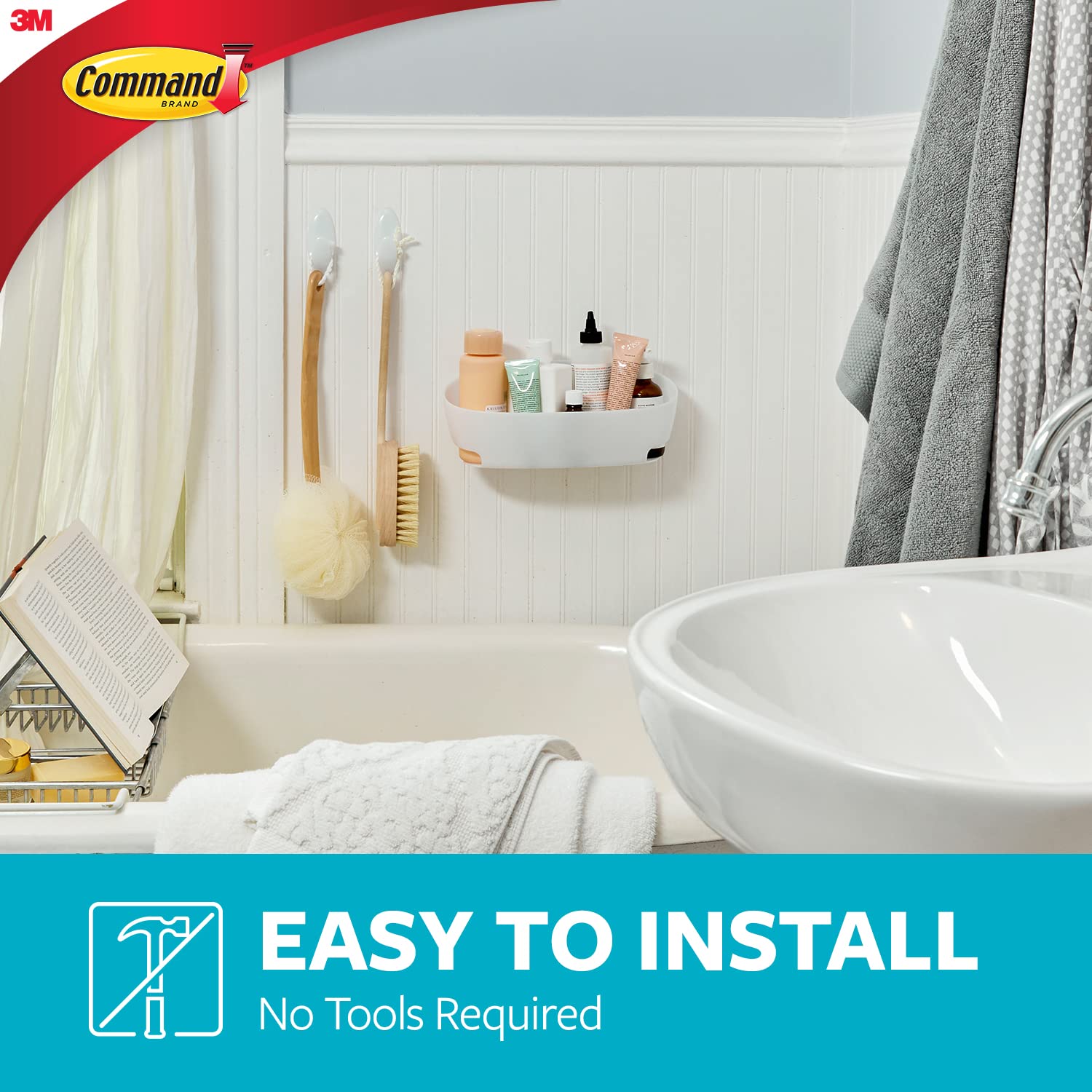3M CMD-CDY Kommando-Caddies [abnehmbar]: Shower Caddy with Water-Resistant Strips (Klar gefrostet)