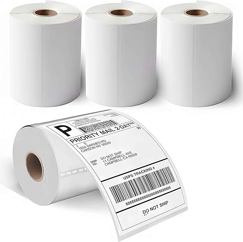 Axidou Etiquetas de envío térmico directo de 4 x 6 pulgadas, 2000 etiquetas4 rollo, etiquetas de envío perforadas, etiquetas de correo autoadhesivas