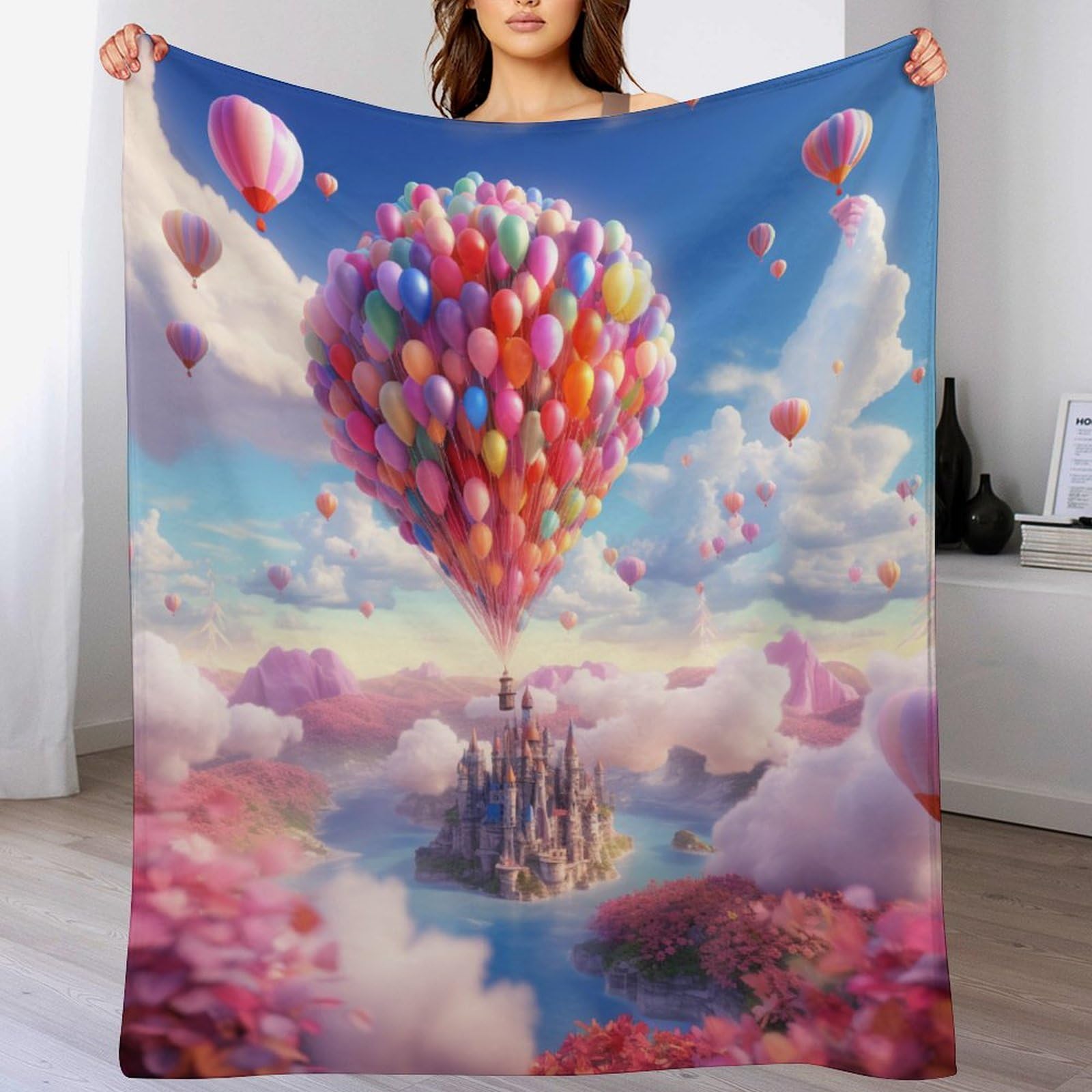 Manta de sofá de globo aerostático para tardes de lectura