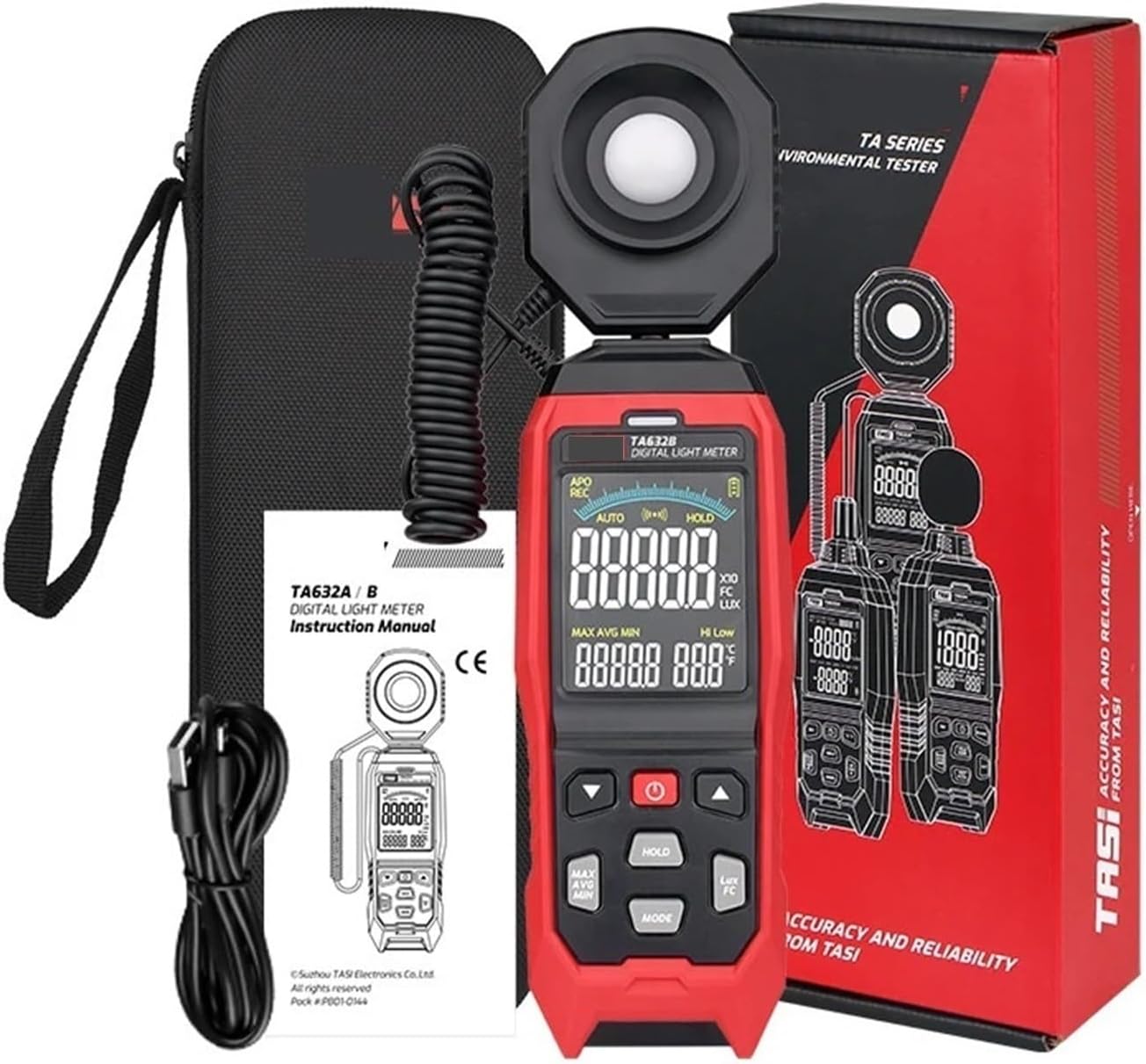 Light Meter, Digital Light Meter Lux/Fc Illuminometer with Detachable Probe for Photography and Environmental Testing(TA632B)