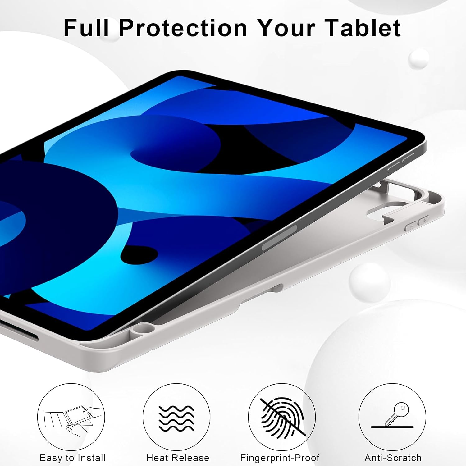 Case for iPad Air 11-Inch M4/M3/M2 2026/2025/2024, iPad Air 5/4 (2022/2020 5th/4th Generation 10.9-Inch) with Pencil Holder, Slim Stand Soft Back Support Touch ID, Auto Wake/Sleep, Gray