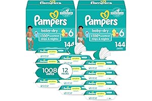 Pampers Size 6 Dry Baby Diapers and Refreshing Baby Wipes Family Pack