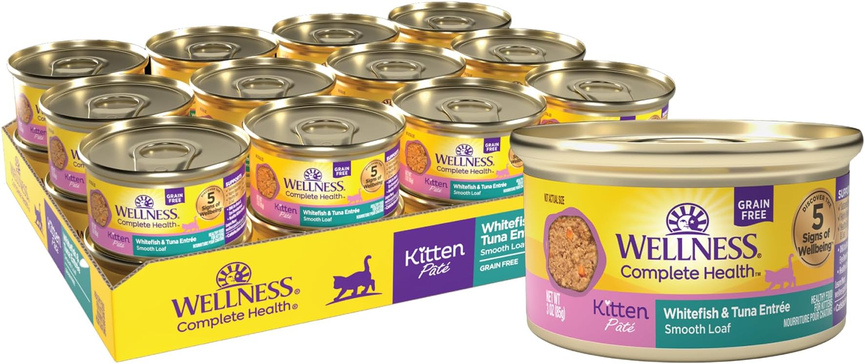 Complete Health Pate Kitten Canned Wet Cat Food, Natural, Protein Rich, Grain Free, Whitefish and Tuna Entrée Recipe, 3 oz, Pack of 24 Cans