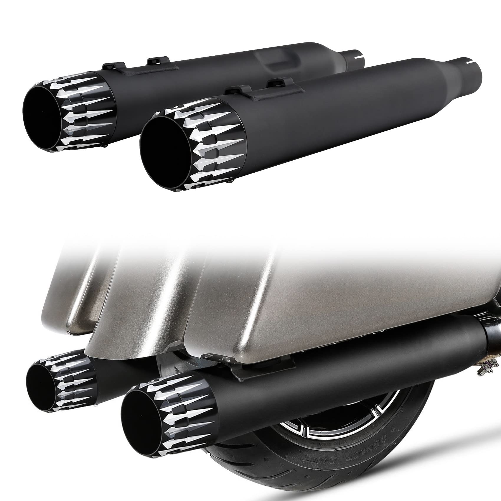 Slip On Dual Silenziatori Di Scarico Tubi Parti Del Motociclo Per Harley Touring Electra Glide Road King 2017-2020 2021 2022