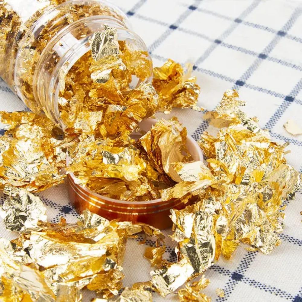 ADW CRAFT'S Gold Flakes for Resin Art (10 Grams, 3 Colour)|Flakes for Resin Art, Cake Art, Nail Art (Gold) 3