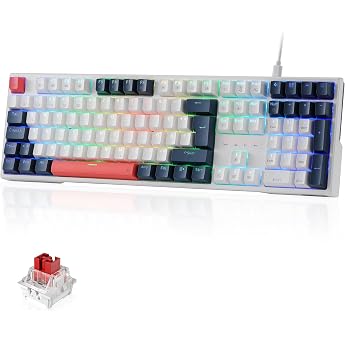 redragon k668 qwertz layout wired gaming keyboard 105+4 keys keyboard hot-swap socket quiet red switches mixed color keycaps rgb backlight multimedia shorts