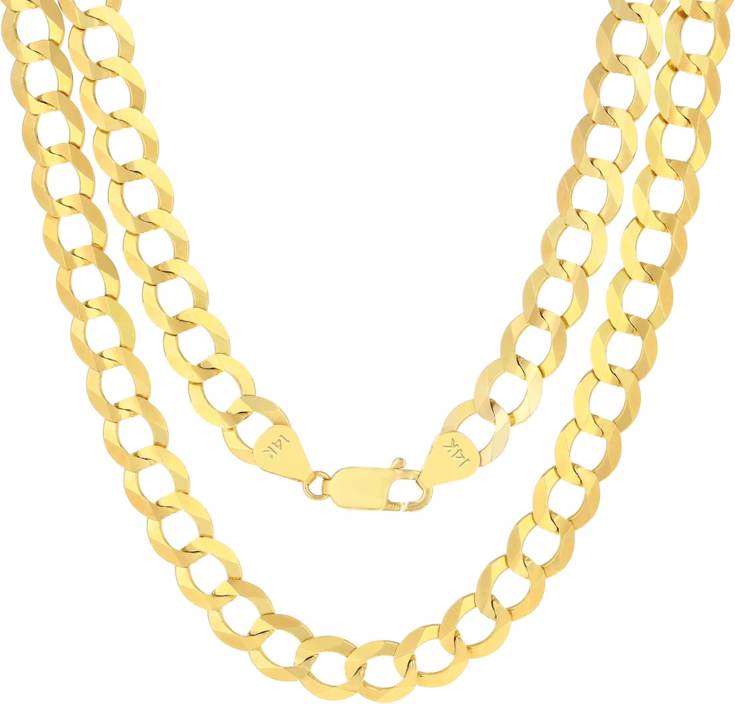 Nuragold 14k Real Yellow Gold Solid Cuban Curb Link 10mm Chain Necklace (20"-30") Italian Jewelry for Men