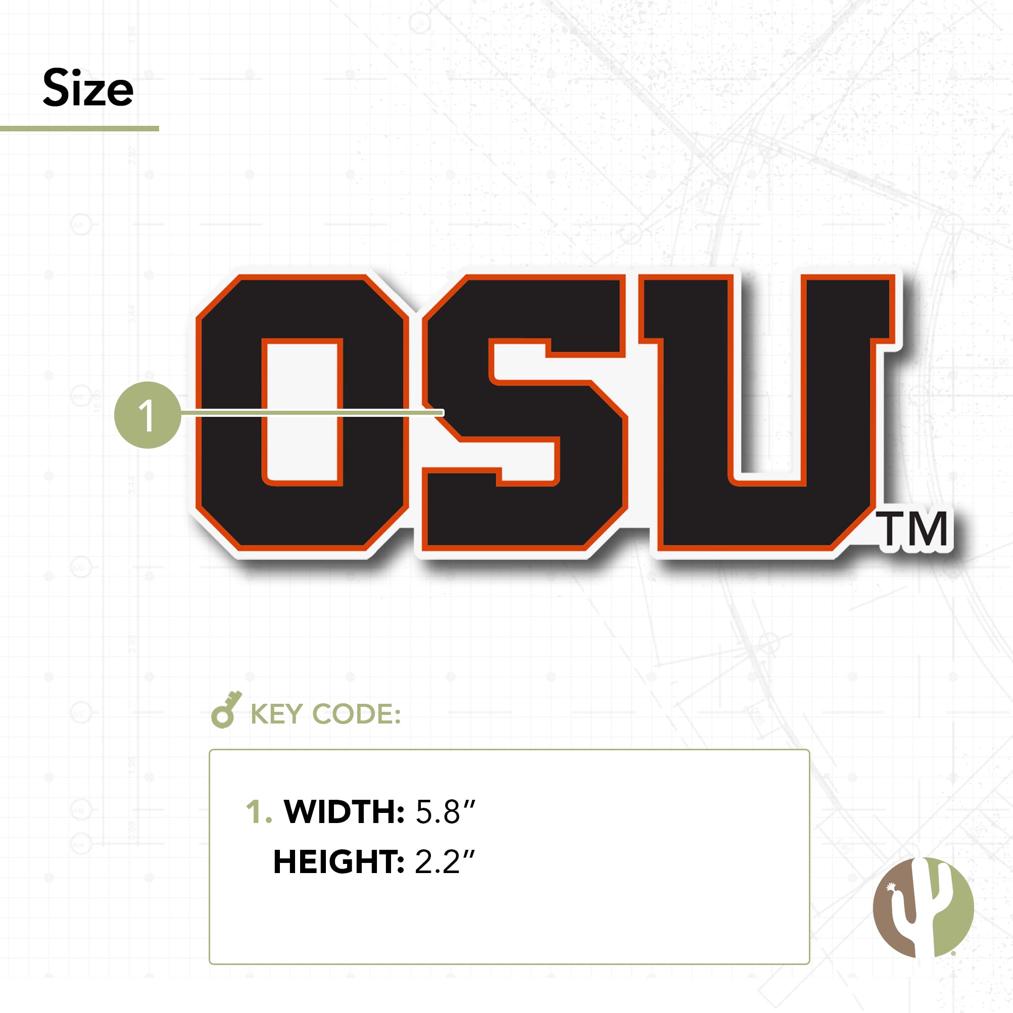 Oregon State University Sticker Decal - Desert Cactus Design, Vinyl For Laptop, Car, Water Bottle - View #9