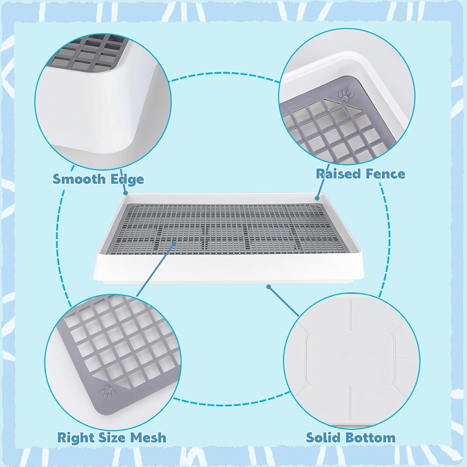 FHTONGE Extra Large Rabbit Litter Box Trainer Tray, Bunny Potty Training Litter Box for Cage,Rectangular Rabbits Litter Pan Pet Toilet with Grid for Squirrel Guinea Pig Rat Chinchilla Hedgehog Hamster