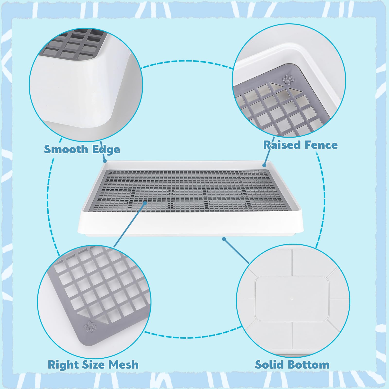 FHTONGE Extra Large Rabbit Litter Box Trainer Tray, Bunny Potty Training Litter Box for Cage,Rectangular Rabbits Litter Pan Pet Toilet with Grid for Squirrel Guinea Pig Rat Chinchilla Hedgehog Hamster - image 3