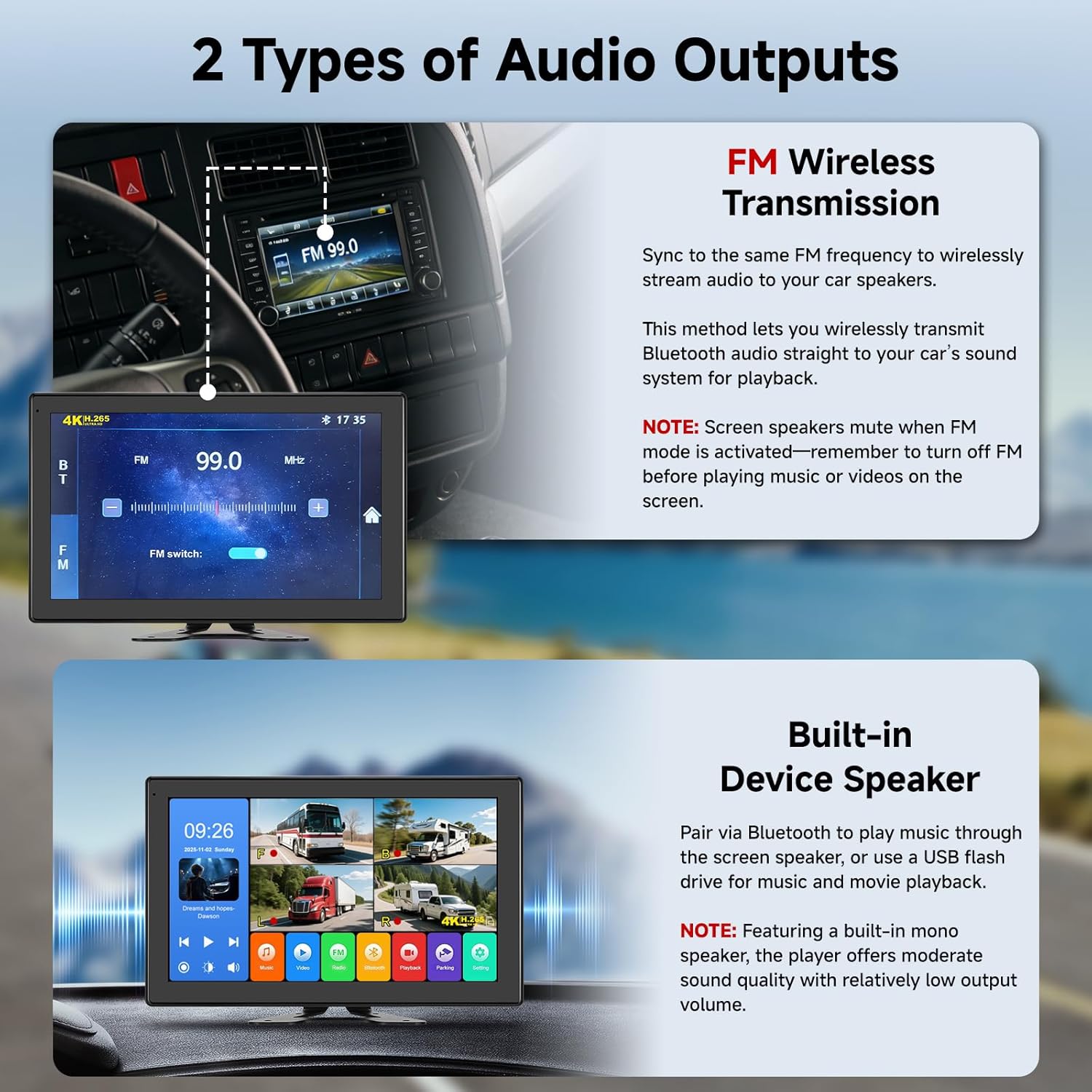 RV Backup Camera System - 10.1 Inch 4K Touchable 4 CH Monitor, 1080P IP69 Waterproof Wired Camera, DVR Loop Recording Bluetooth for Semi Truck Trailer Camper Pickup Bus