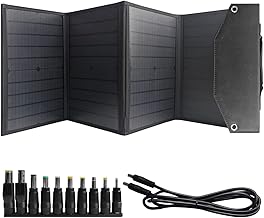 Alpha Digital 40W 18V Foldable Portable Solar Charging Panel,for Portable Power Station and USB Devices,3 Outputs Type-C/USB QC3.0/DC for Multi Devices,High Conversion Efficiency,Black,SFZD-40