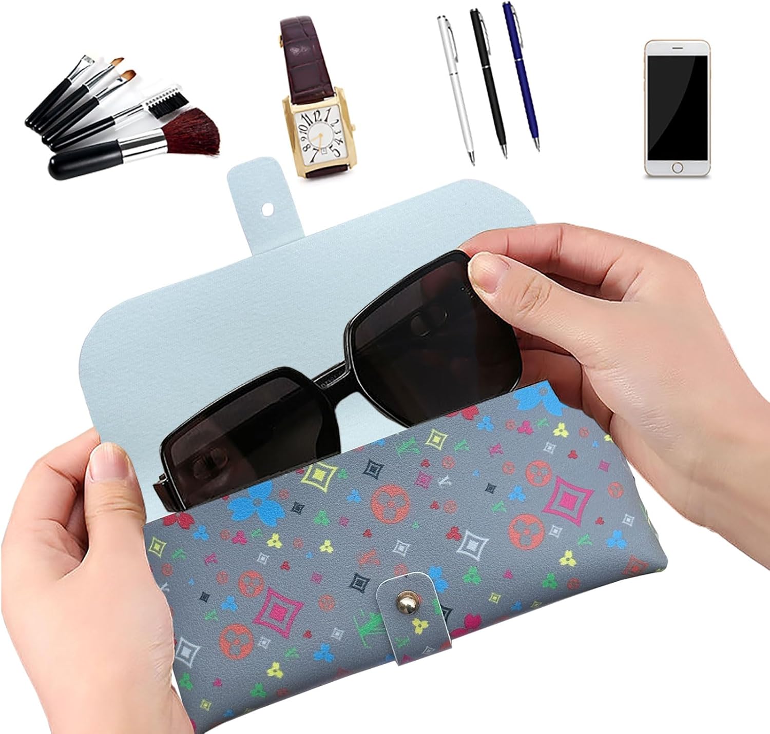 Glasses storage bag Travel sunglasses myopia glasses storage bag Fashion leather storage bag - Image 2