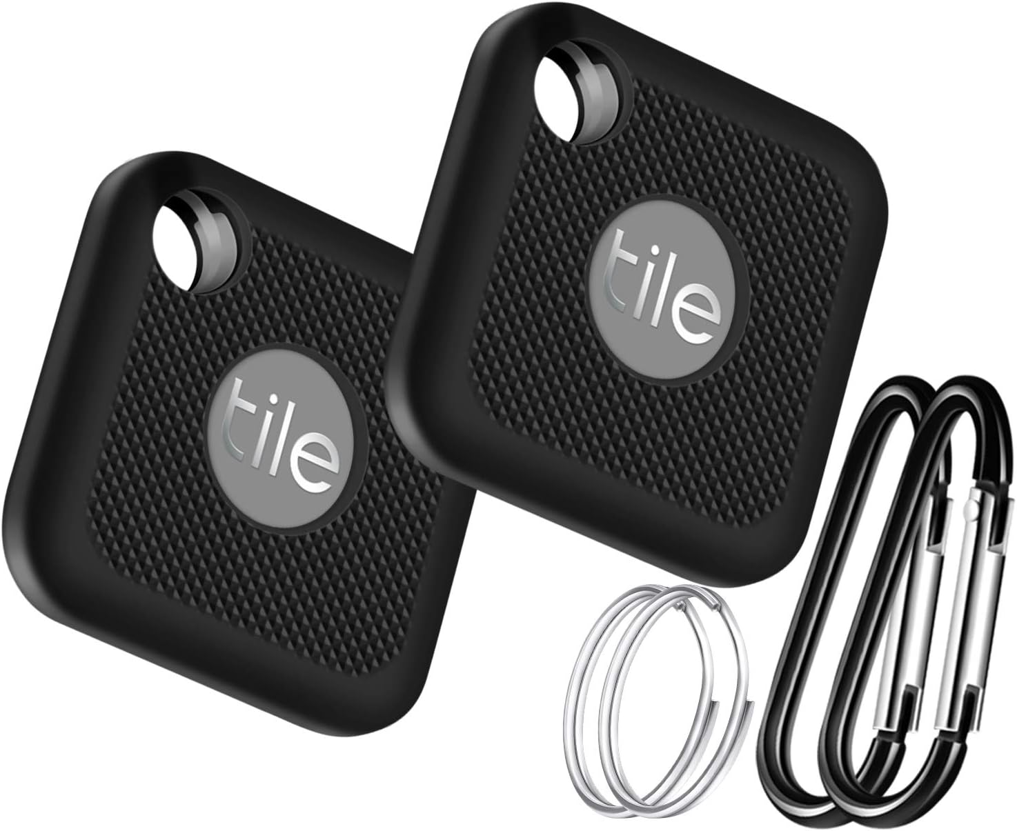 2Pack Silicone Protector Case Compatible with Tile Pro Item Finder 2020 and Tile Pro 2018, Compatible with Anti-scratch Tile Pro Protective Cover Protector Case with Carabiner Keychain (Black)