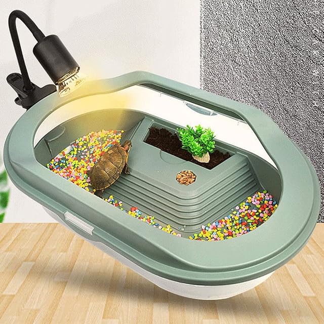 Foto 5 de 8 de CVZQTE Para tortuga, para acuario, terrario con zona para tomar el sol y nadar, ideal para niños
