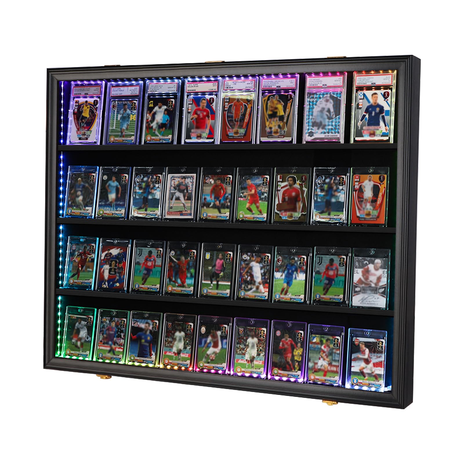 Photo 1 of ****Damaged Back****VERANI LED Baseball Card Display Case - 36 Graded Sports Card Display Frame - Holds Sport Cards with UV Protection Clear View Lockable Wall Cabinet for Football Basketball Trading Card Horizontal
