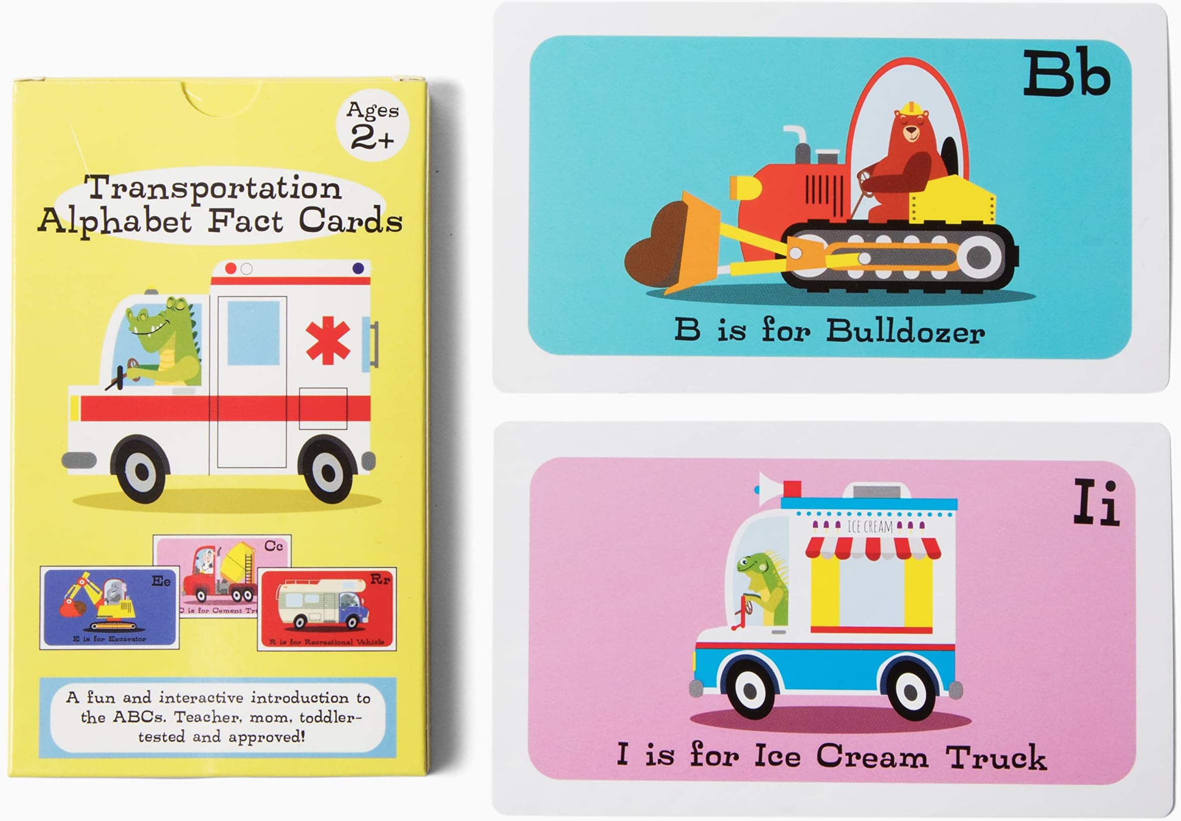 Transportation Alphabet Flashcards with Fun Facts, Kids Learning Cards, ABC Things That Move