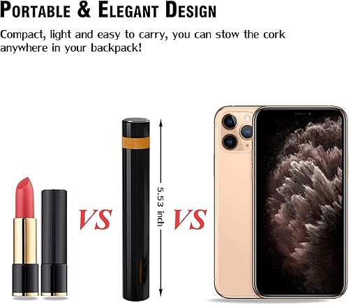 Miniatura 26 de Mini juego de abridor de vino Bomba de presión de aire de bolsillo portátil de viaje con aireador, cortador de papel de aluminio y tapón al vacío