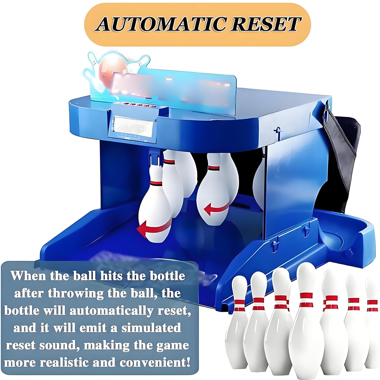 Juego electrónico de bolos plegable de 3,5 m para interiores y familia, marcador LED, reinicio automático de pines, fiesta en casa