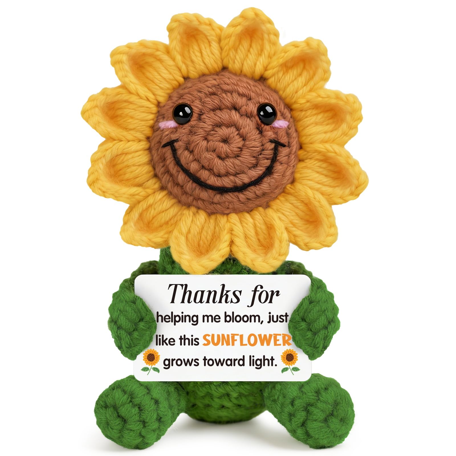 Vetbuosa Teacher Gifts for Women Men, Sunflower Crochet Doll Thank You Teacher Gifts, Positive Handmade Crochet Gift for Teachers Mum Friends Sisters Colleagues Birthday Mothers Day Decor