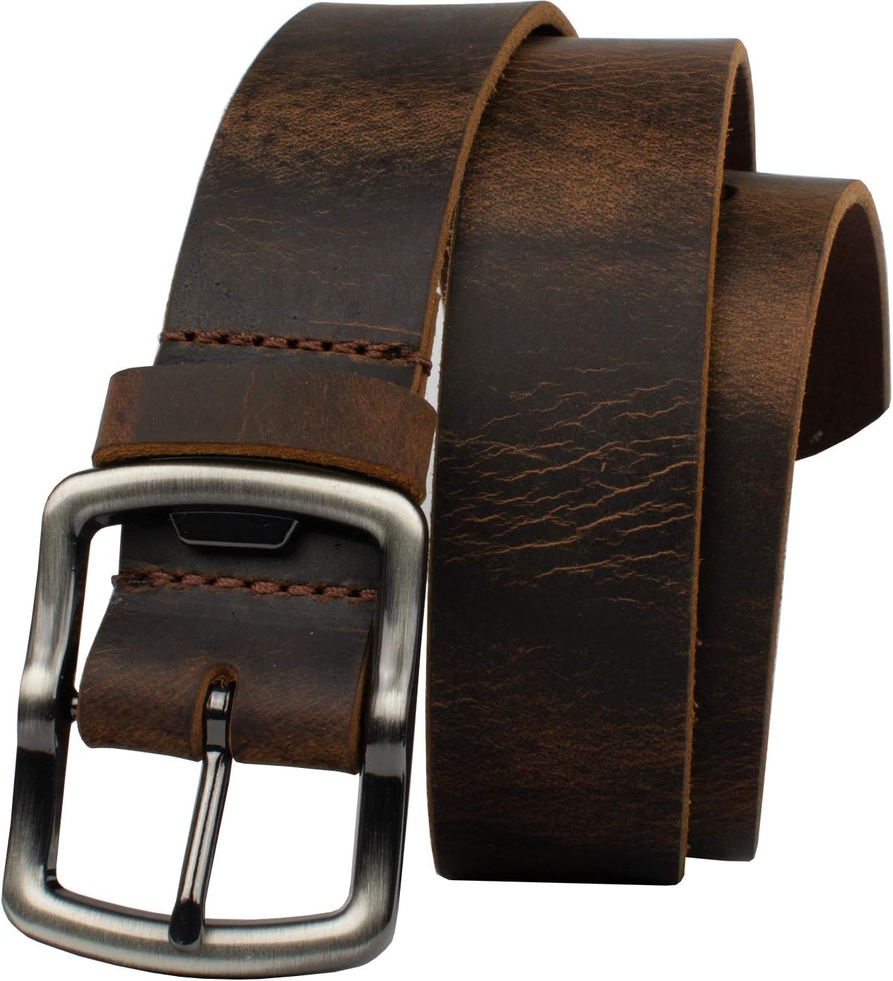 Rocky River Brown Belt - USA Made Genuine Full Grain Leather with Certified Nickel Free Bottle Opener Buckle
