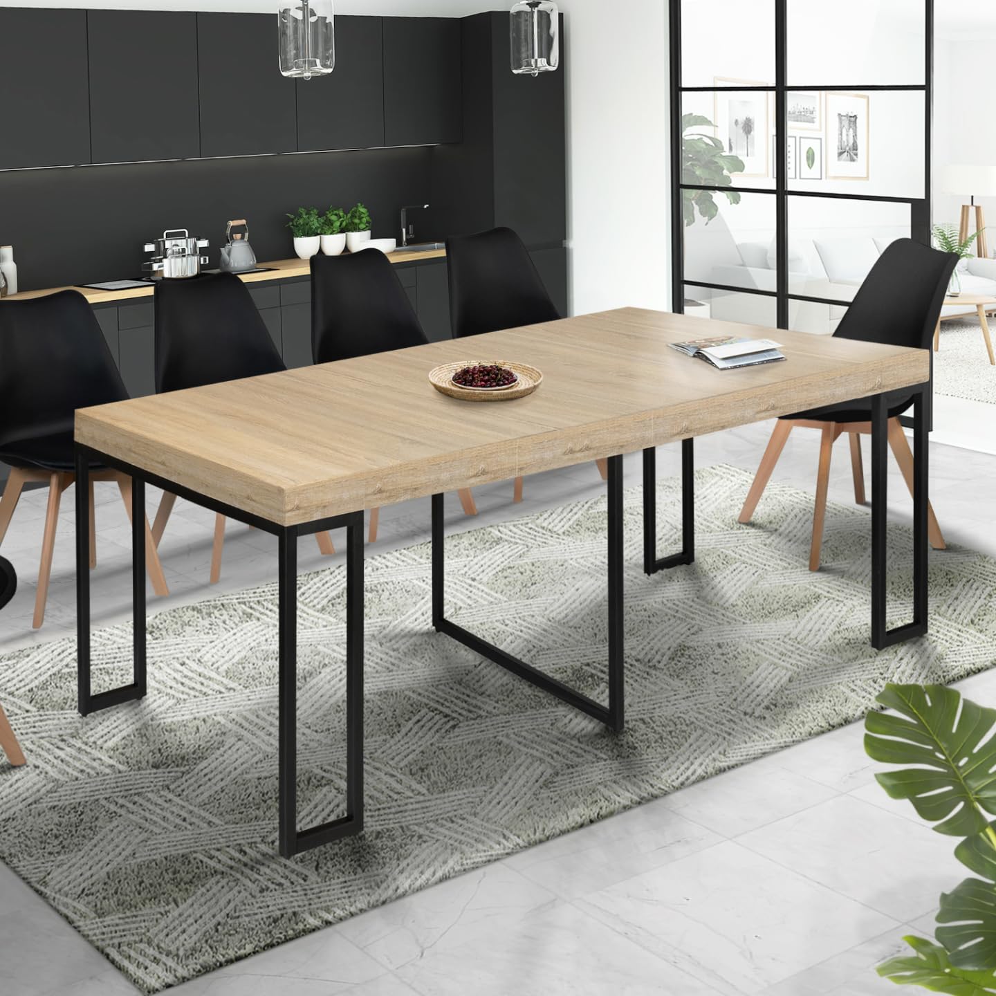 IDMarket - Table Console Extensible Toronto 10 Personnes 235 cm Design Industriel