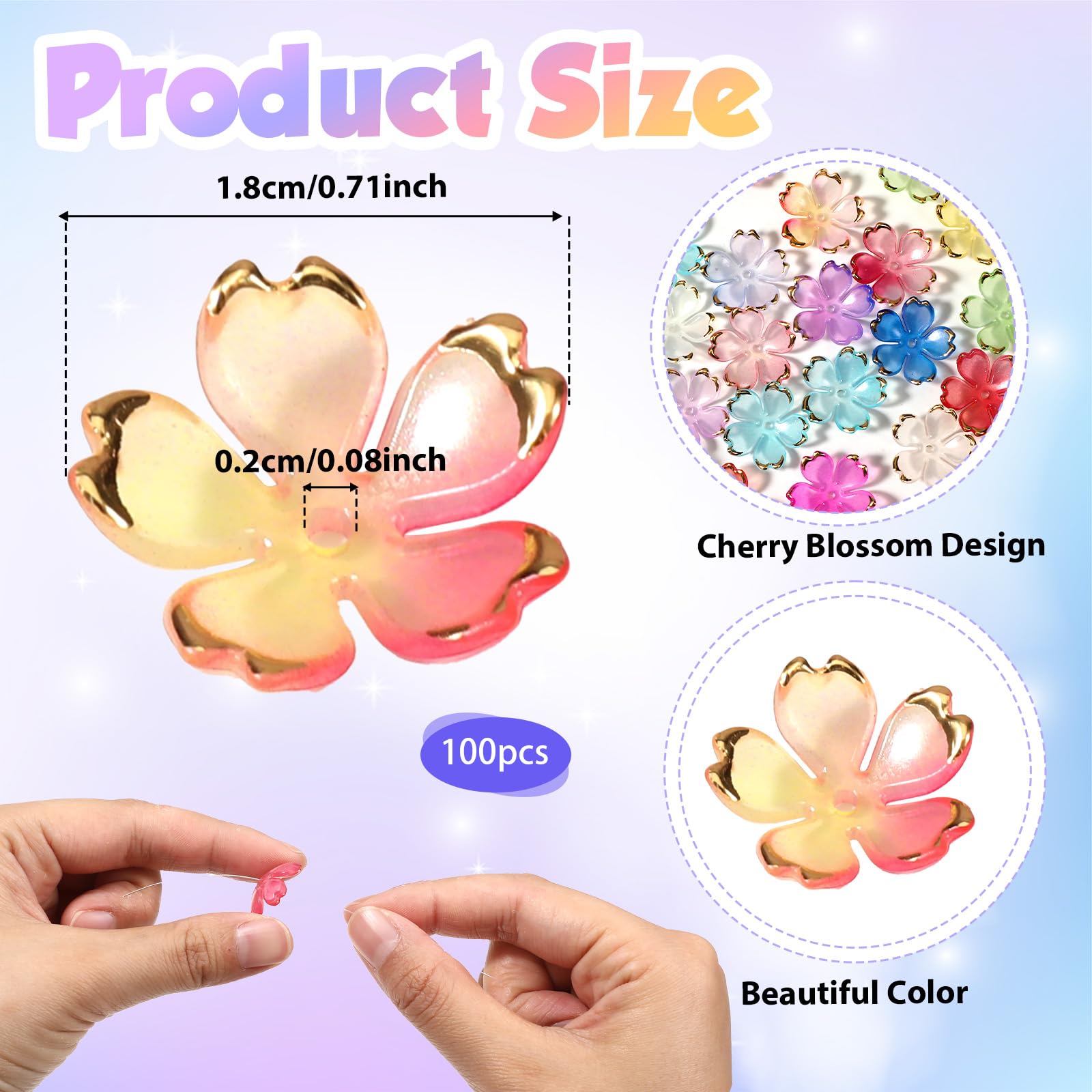 Acrilico Perline per Gioielli Creazione,100pz Acrilico Fiore Perline