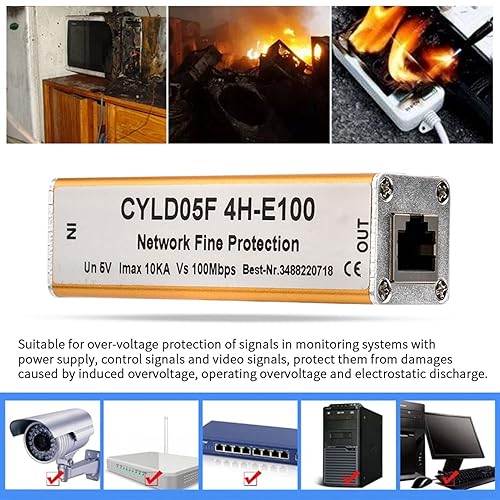 Miniatura 4 de Adaptador RJ45 RJ11 Ethernet Red Protector Thunder Iluminación Pararrayos Audio Teléfono Datos Solo Protector 5V