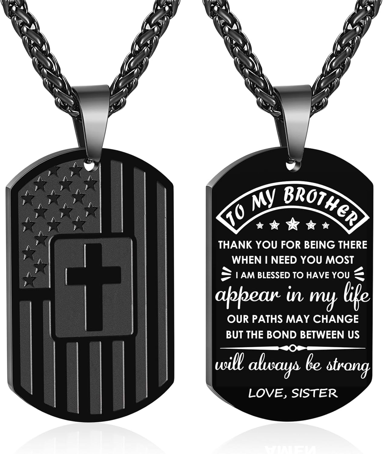 Zocomi Valentines Day Gifts for Him - To My Son Dad Brother Husband Grandson Grandpa Boyfriend Man Dog Tag Cross Necklace Christian American Flag Birthday Graduation Gifts Jewelry for Men Boys