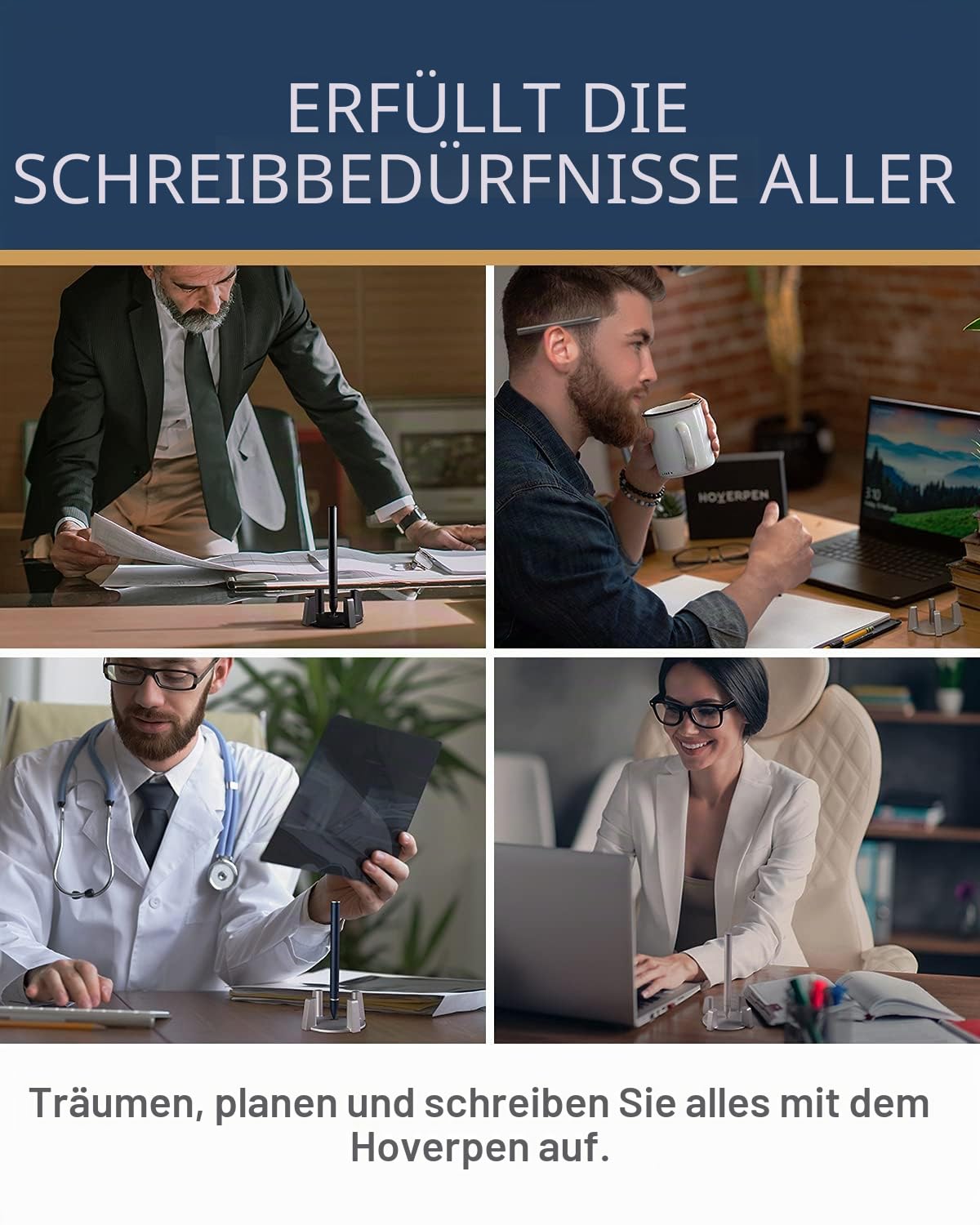 novium Hoverpen Classic - Vertikaler Anti-Schwerkraft-Stift, Dark Grey | Kugelschreiber mit Magnetschwebetechnik, Schmidt-Nachfüllminen, futuristisches Design, Schreibtisch-Setup, Geschenkidee