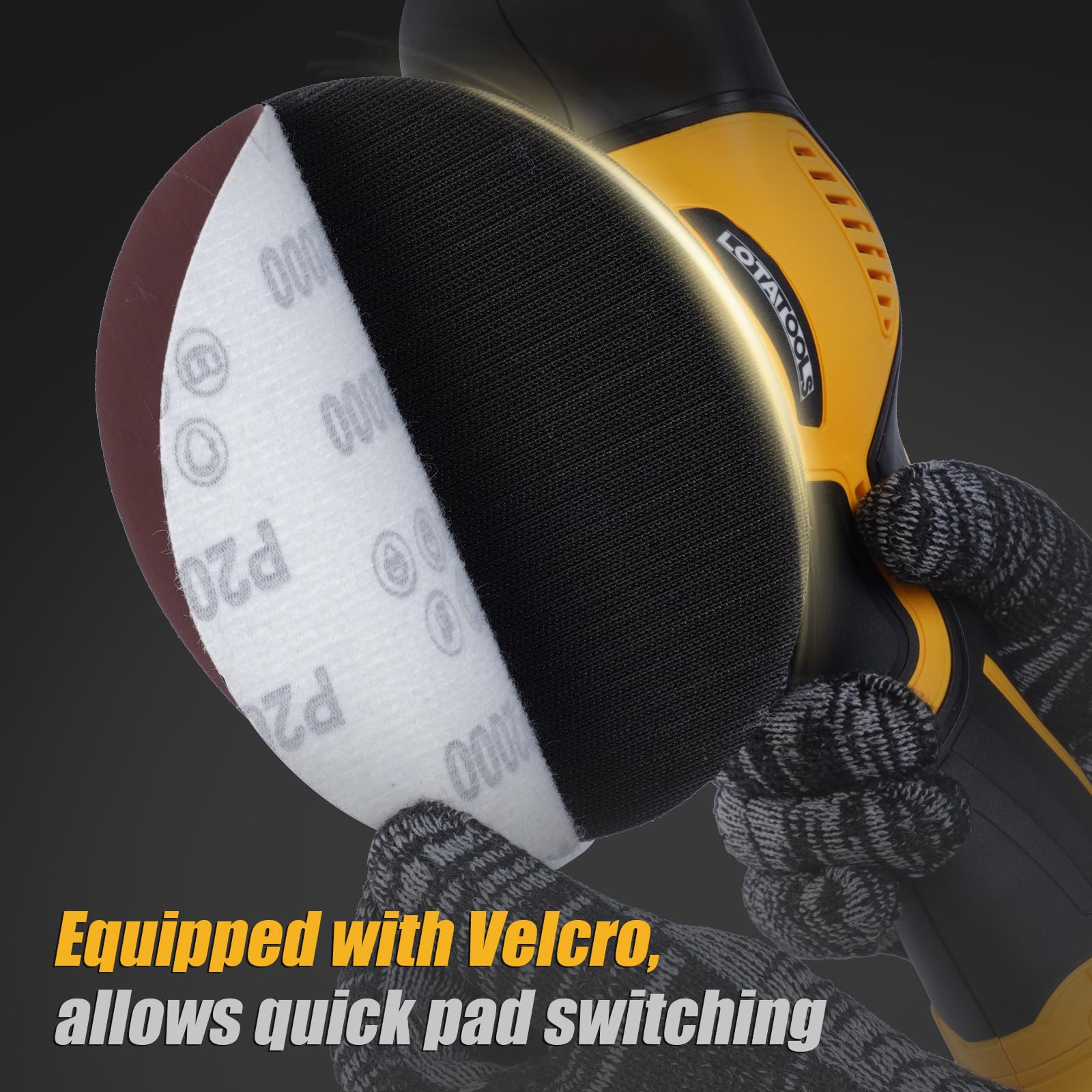 Pulidora para detalles de coche compatible con batería Dewalt de 20 V, pulidora de hasta 5500 rpm, amortiguador orbital inalámbrico para coche Pulidora de Autos 6 velocidades variables