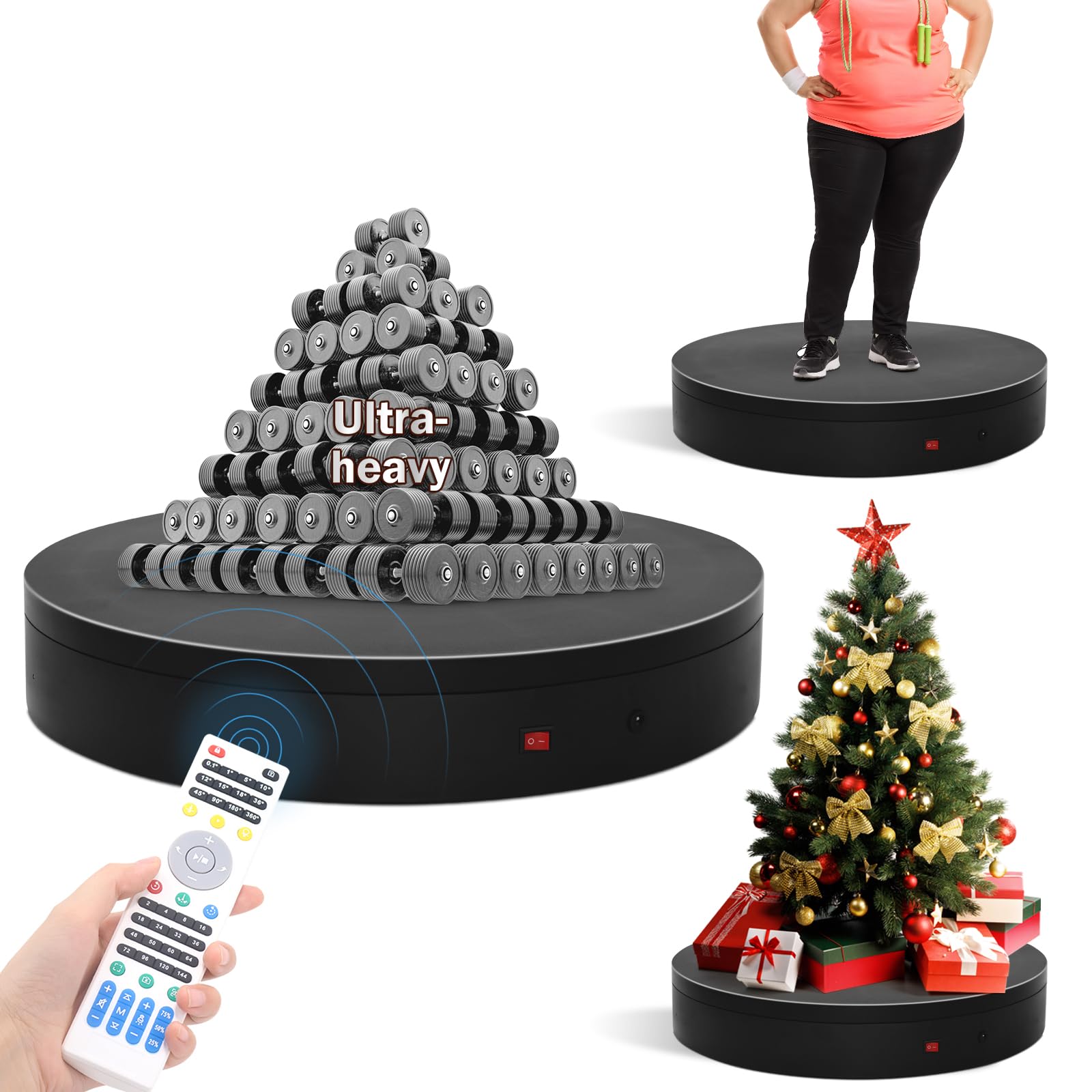 Tocadiscos eléctrico motorizado grande de 19.7 pulgadas, plataforma giratoria para fotografía, base giratoria motorizada para fotografía, escáner 3D, pantalla resistente (rango de carga: 220 ~ 500