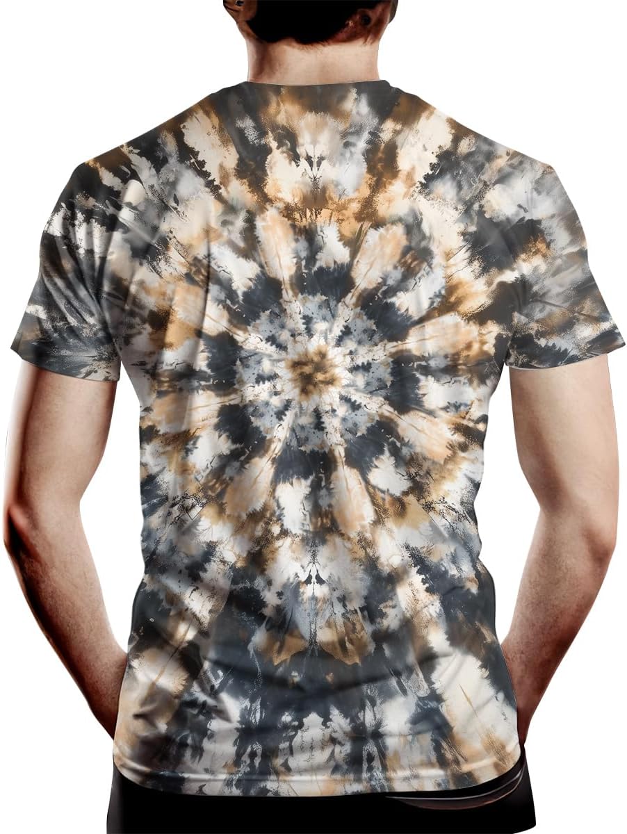 Men's Tie Dye Style T-Shirts Fun Animal Graphic Short Sleeves Shirt - Image 3