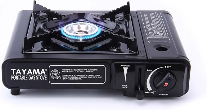 8,000 BTU Black Butane Gas Portable Camping Stove