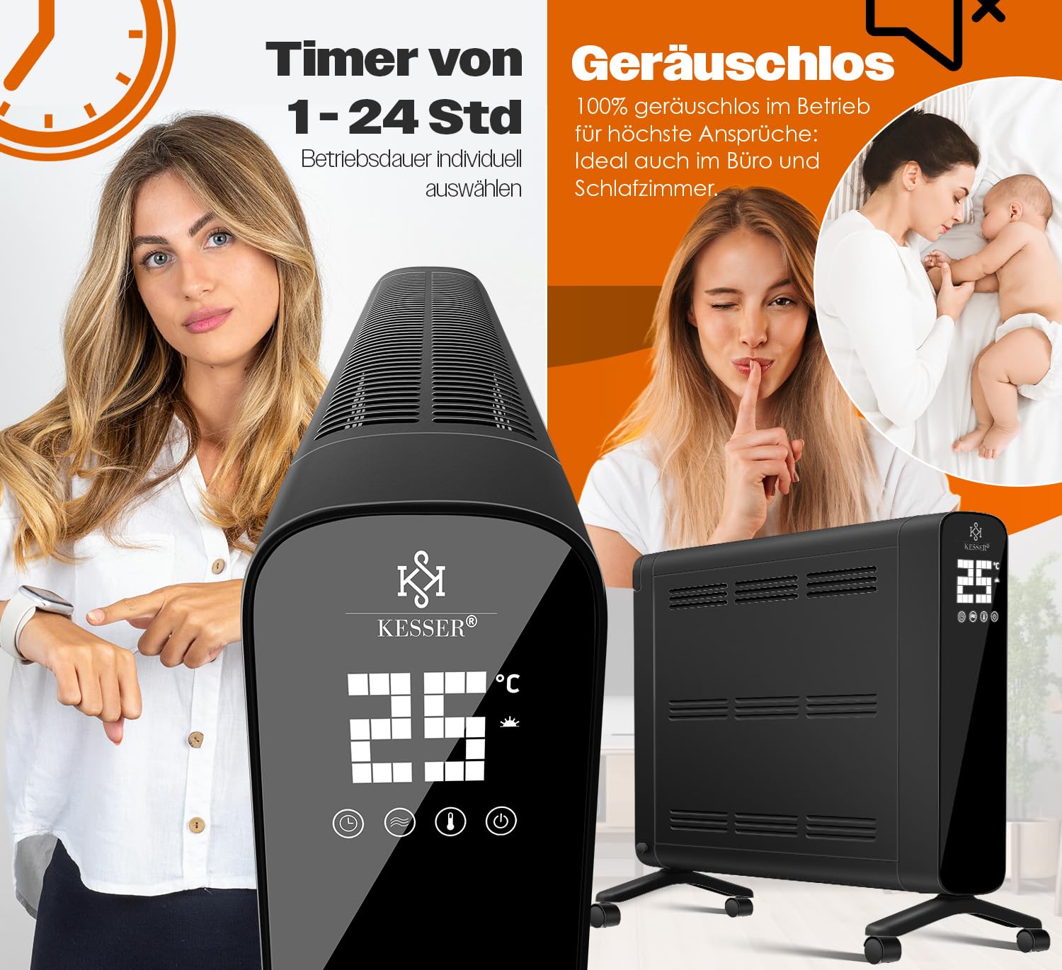 KESSER® Cheminée électrique Avec Radiateur Soufflant 2000 W Chauffage De Cheminee Decoratif Electrique Effet De Feu Led Chauffage A Effet De Flamme Et Telecommande A Faible Bruit Reglable Zwart
