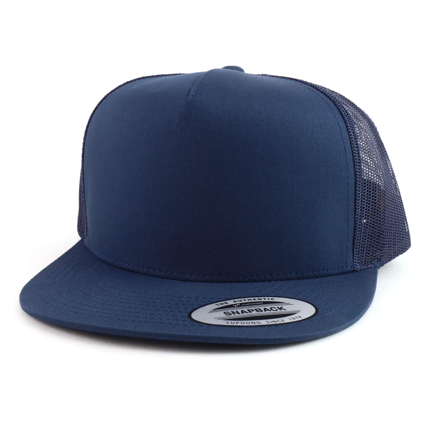 Trendy Apparel ShopOversize XXL Structured Blank 5 Panel Flatbill Snapback Mesh Cap