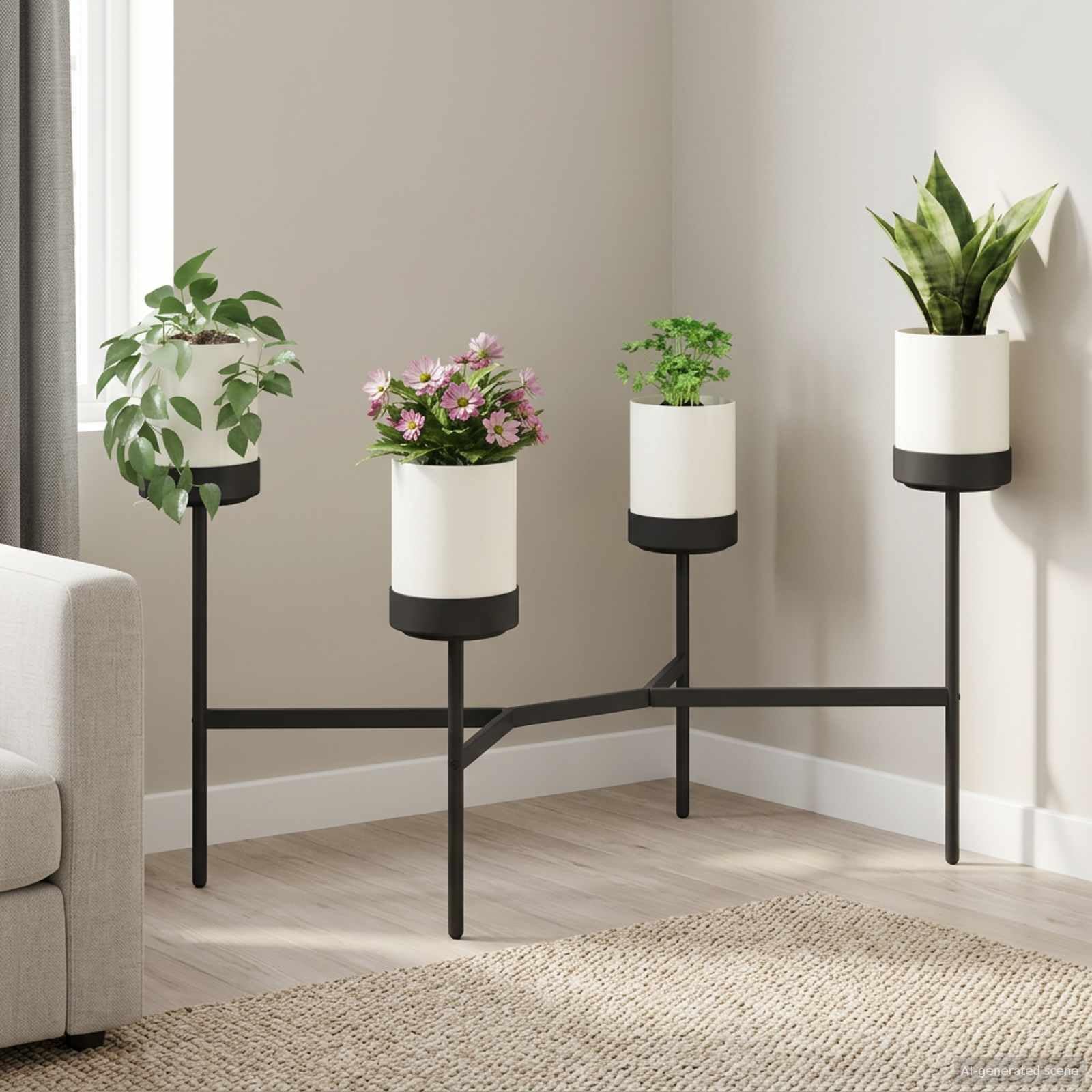 Étagère plantes blanche pour résoudre le manque de place intérieur