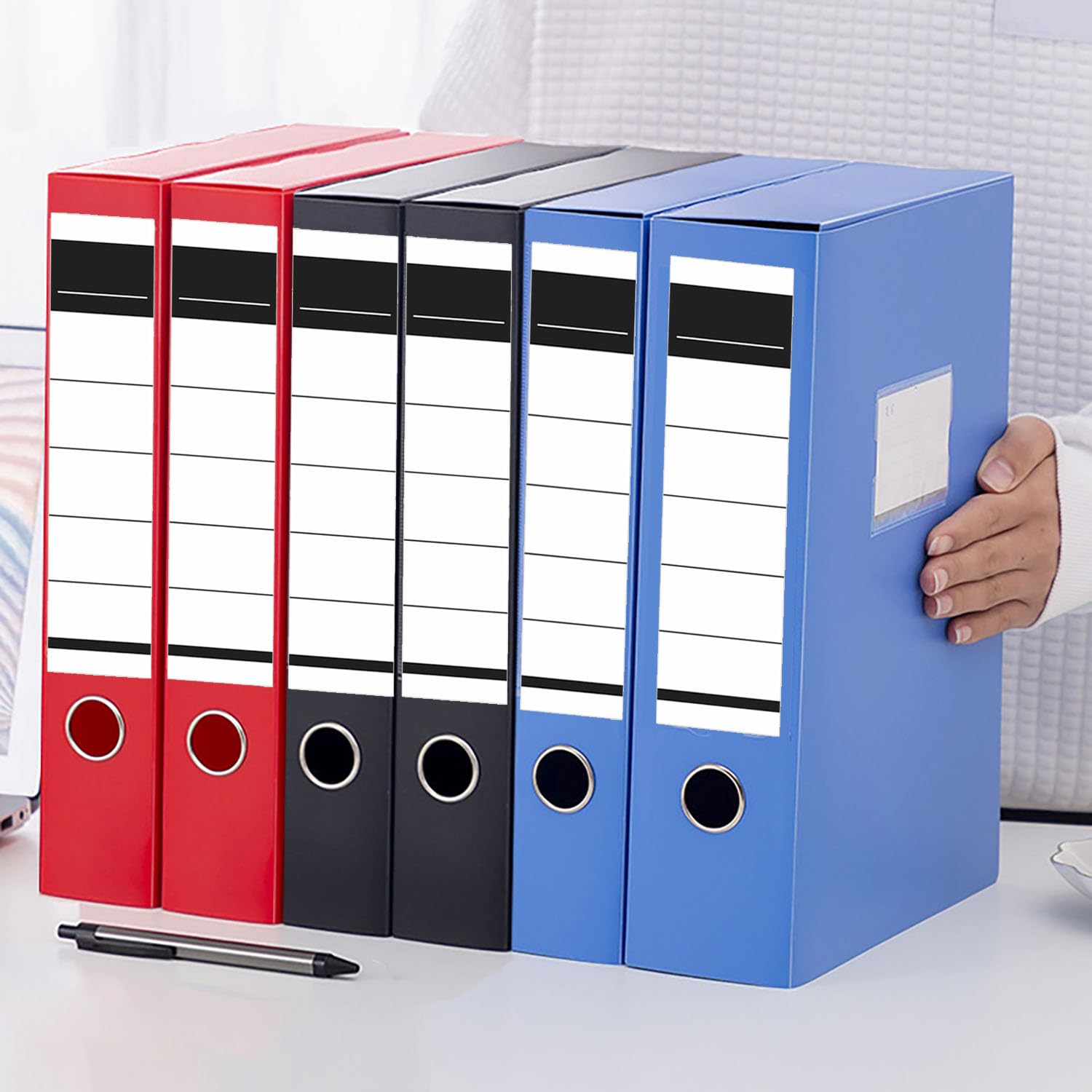 50 PCS Papier Autocollant 5.4 x 19 cm, Étiquettes Autocollantes pour dos de Classeur, Étiquettes de Remplacement, PVC Étiquettes Autocollantes pour Écoles, Bureaux, Archives