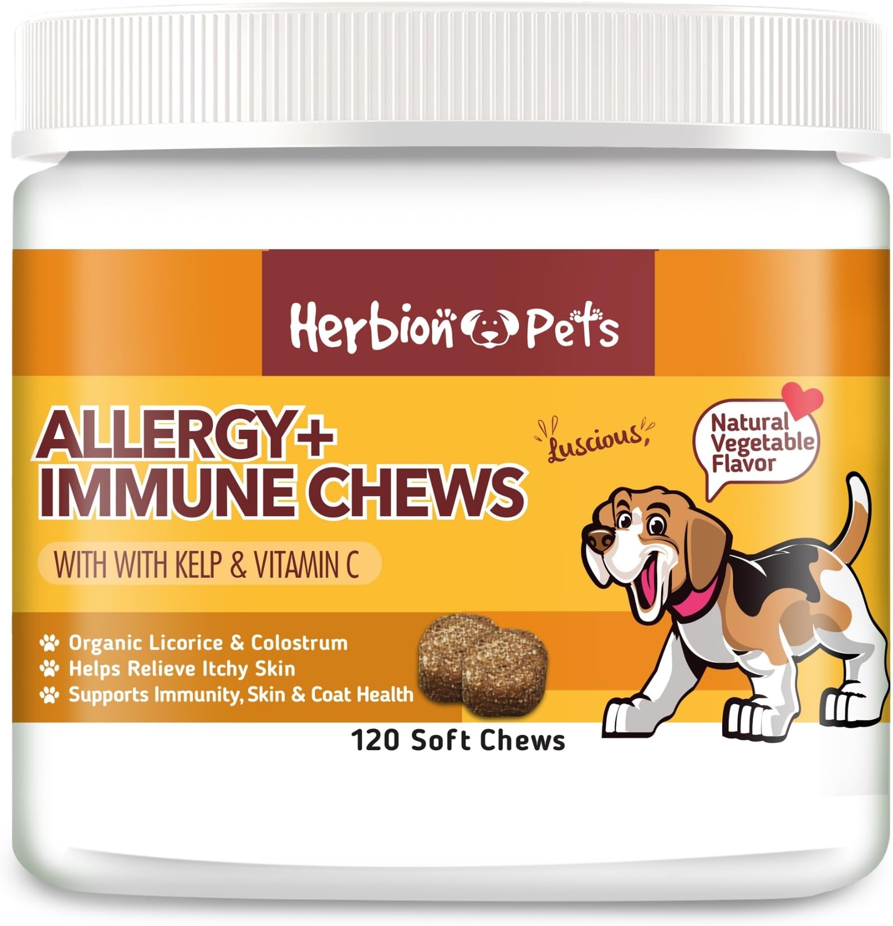 Herbion Pets Allergy + Immune Chews with Kelp & Vitamin C, 120 Soft