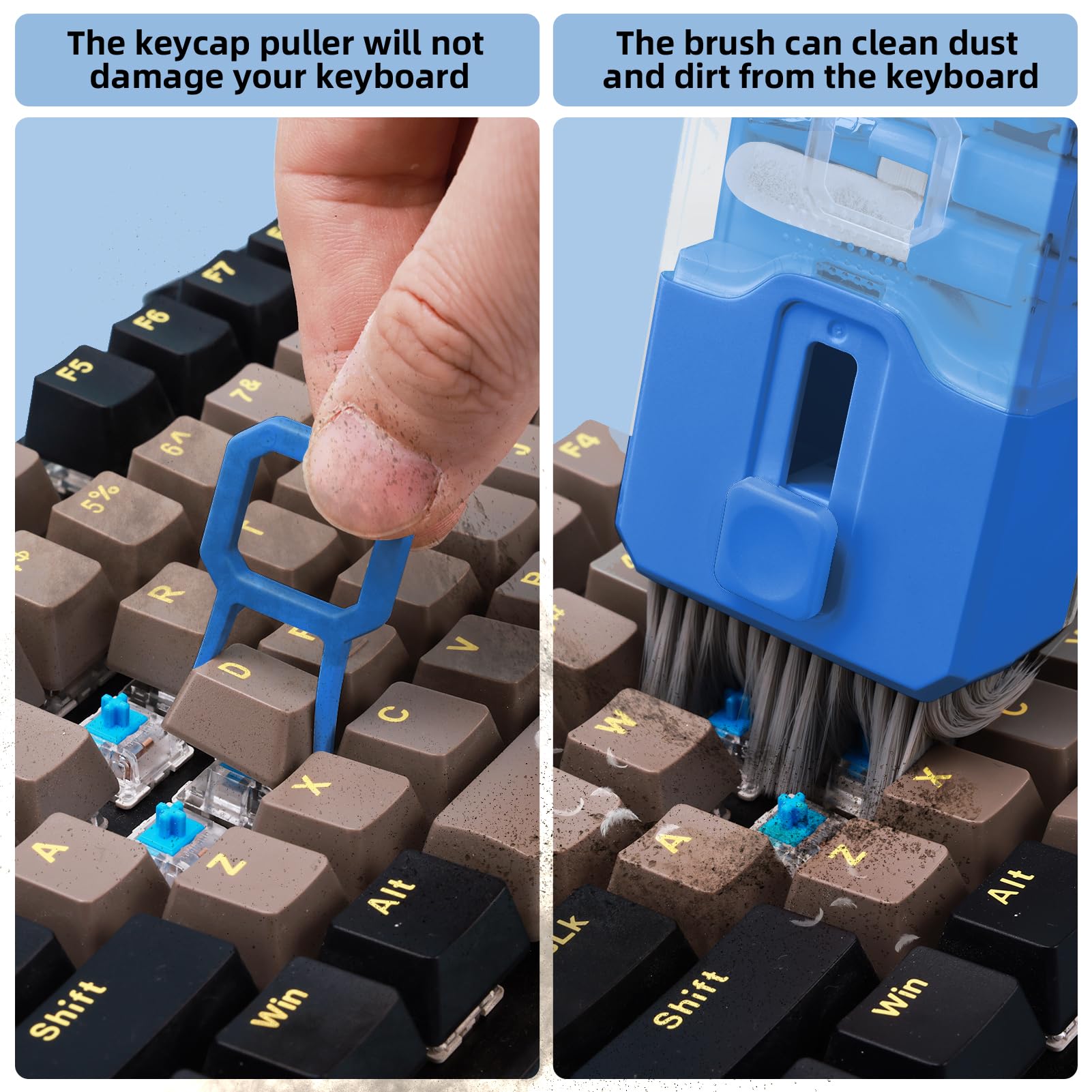 Keyboard Cleaning Kit Laptop Cleaner, All-in-1 Computer Screen Cleaning Brush Tool, Multi-Function PC Accessories Electronic Cleaner Kit Spray for iPhone iPad Macbook Earbud Camera Monitor with Patent: SkyBlue