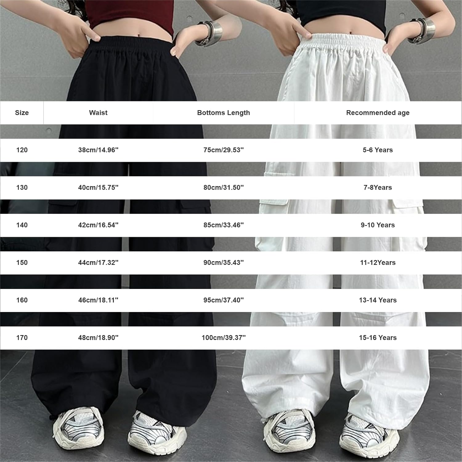 Girls Wide Leg Cargo Pants Baggy Elastic Waist Lightweight Parachute Pants Casual Waterproof Quick Dry Sweatpants Summer